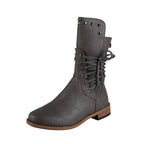 Damen Schnürstiefel mit niedrigem Absatz und runder Spitze