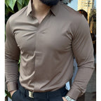 Herren lässiges einfarbiges Slim-Fit-Hemd