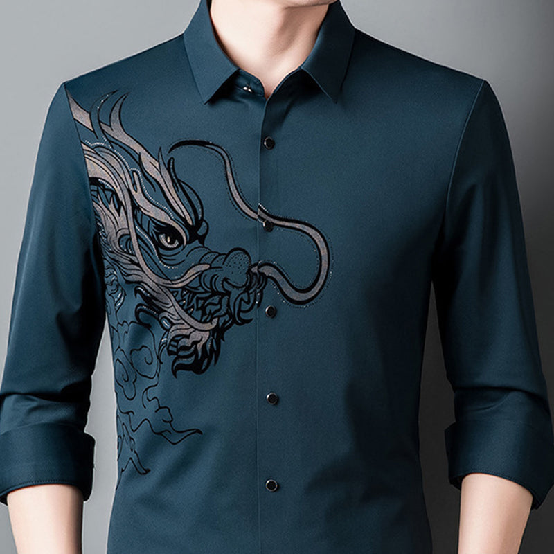 💗LETZTER TAG AKTION - 50% RABATT💗Herren Business-Hemd mit Drachenmuster und langen Ärmeln