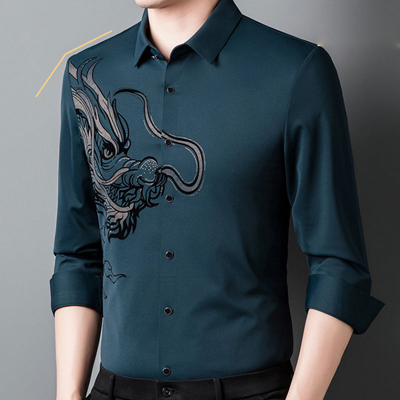 💗LETZTER TAG AKTION - 50% RABATT💗Herren Business-Hemd mit Drachenmuster und langen Ärmeln