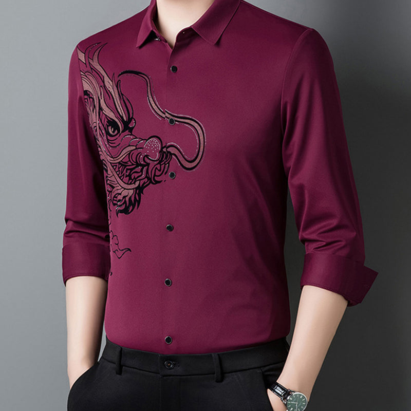 💗LETZTER TAG AKTION - 50% RABATT💗Herren Business-Hemd mit Drachenmuster und langen Ärmeln