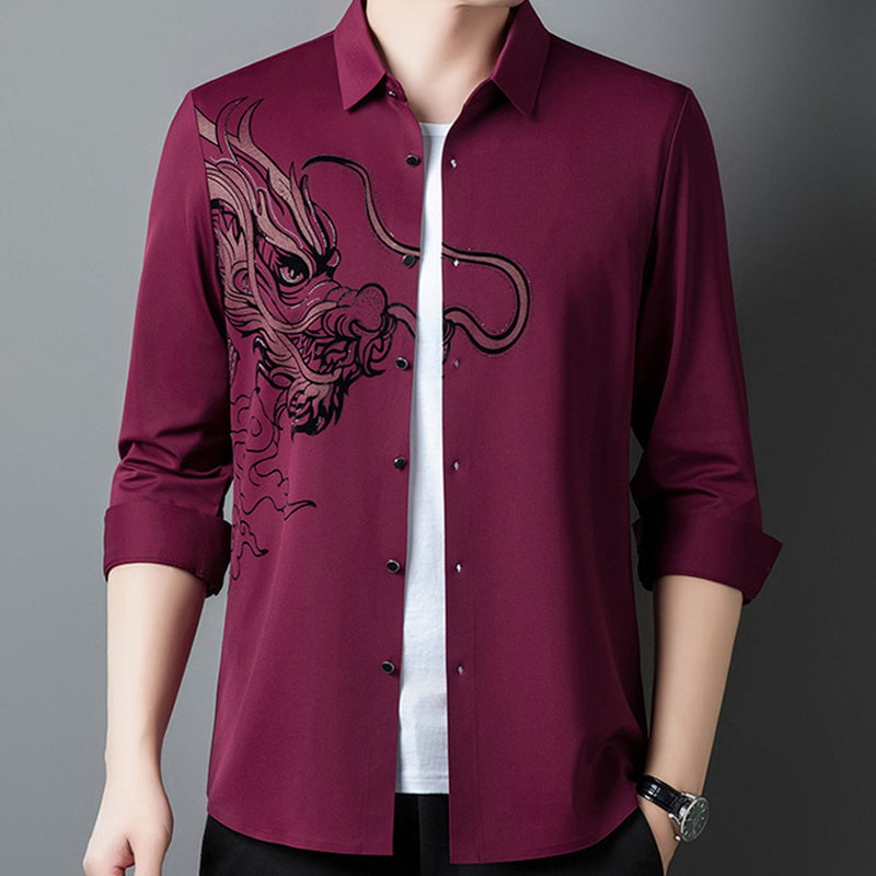 💗LETZTER TAG AKTION - 50% RABATT💗Herren Business-Hemd mit Drachenmuster und langen Ärmeln