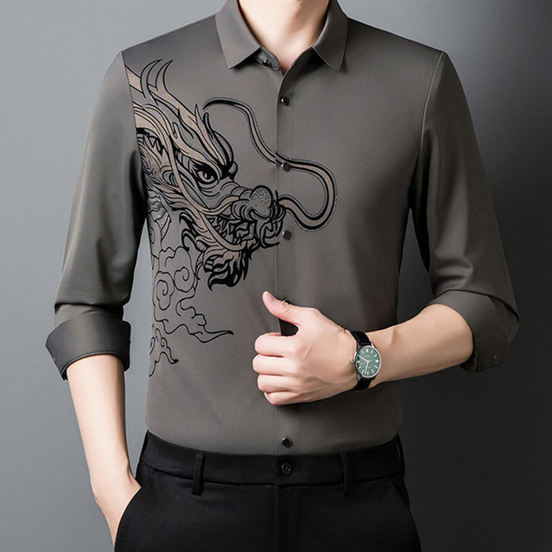 💗LETZTER TAG AKTION - 50% RABATT💗Herren Business-Hemd mit Drachenmuster und langen Ärmeln