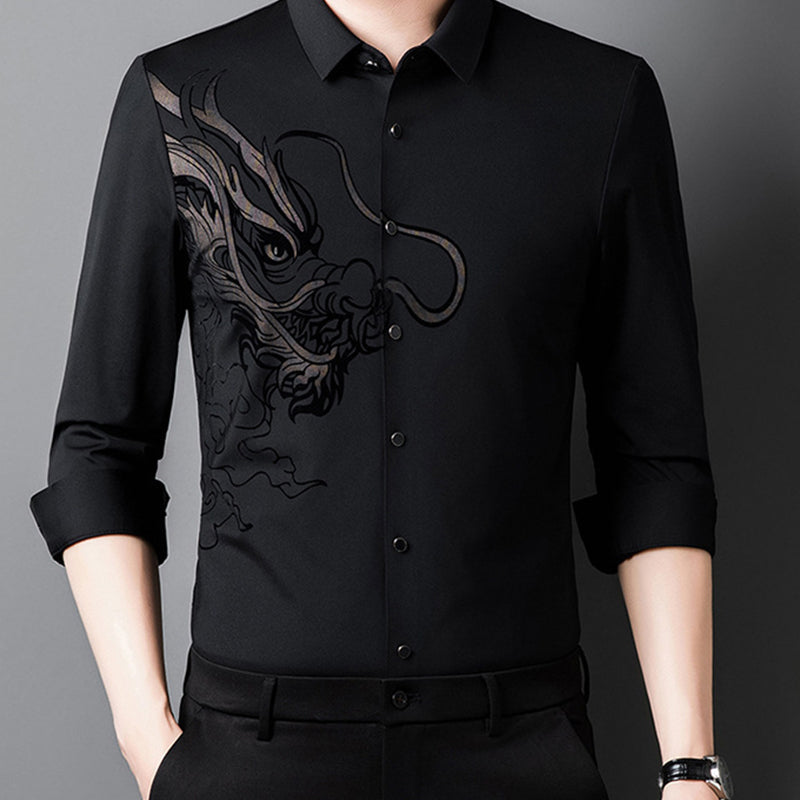 💗LETZTER TAG AKTION - 50% RABATT💗Herren Business-Hemd mit Drachenmuster und langen Ärmeln