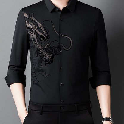 💗LETZTER TAG AKTION - 50% RABATT💗Herren Business-Hemd mit Drachenmuster und langen Ärmeln
