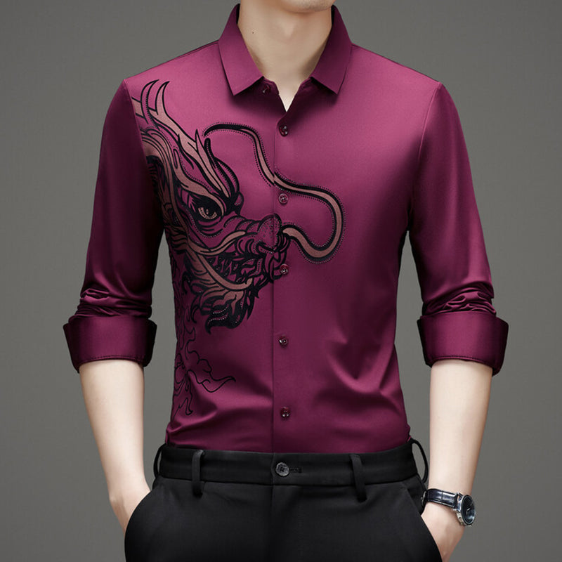 💗LETZTER TAG AKTION - 50% RABATT💗Herren Business-Hemd mit Drachenmuster und langen Ärmeln