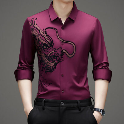 💗LETZTER TAG AKTION - 50% RABATT💗Herren Business-Hemd mit Drachenmuster und langen Ärmeln