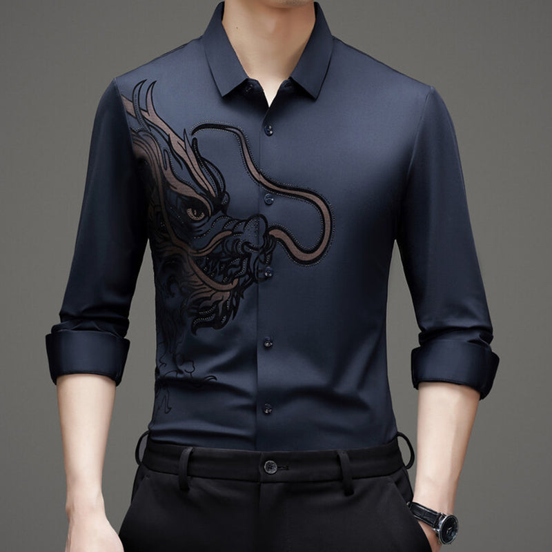 💗LETZTER TAG AKTION - 50% RABATT💗Herren Business-Hemd mit Drachenmuster und langen Ärmeln