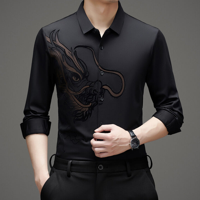 💗LETZTER TAG AKTION - 50% RABATT💗Herren Business-Hemd mit Drachenmuster und langen Ärmeln