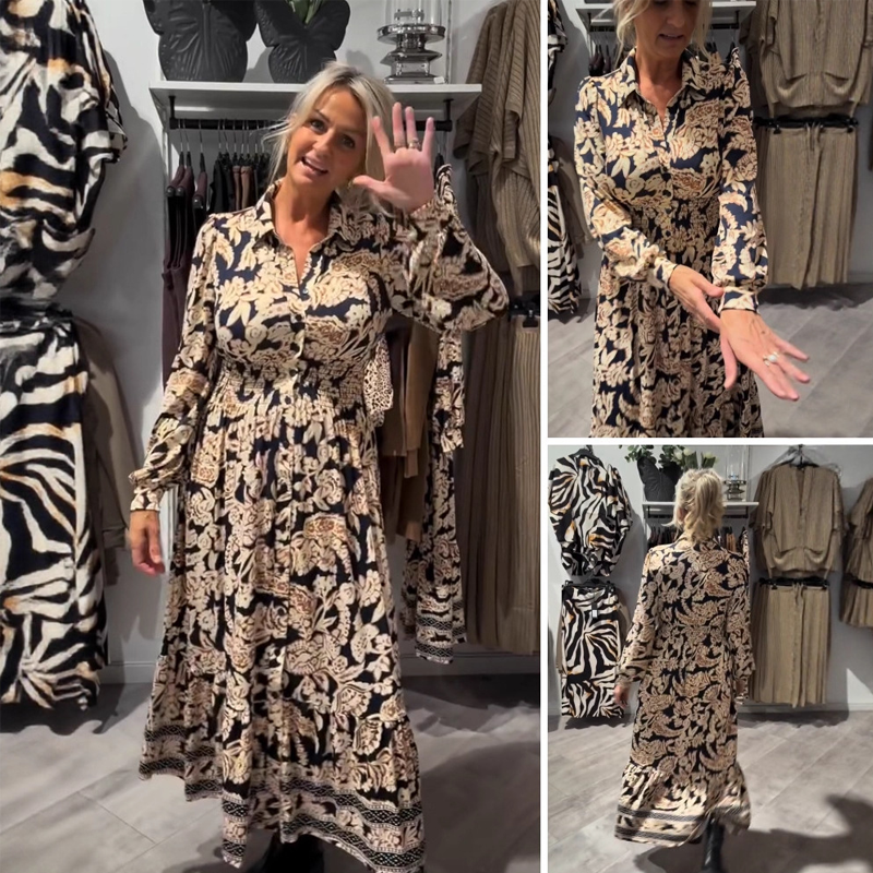 💗Anmutiges Langarmkleid mit Blumenmuster
