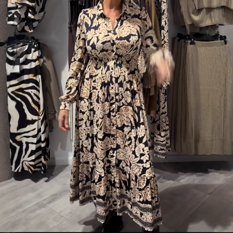 💗Anmutiges Langarmkleid mit Blumenmuster