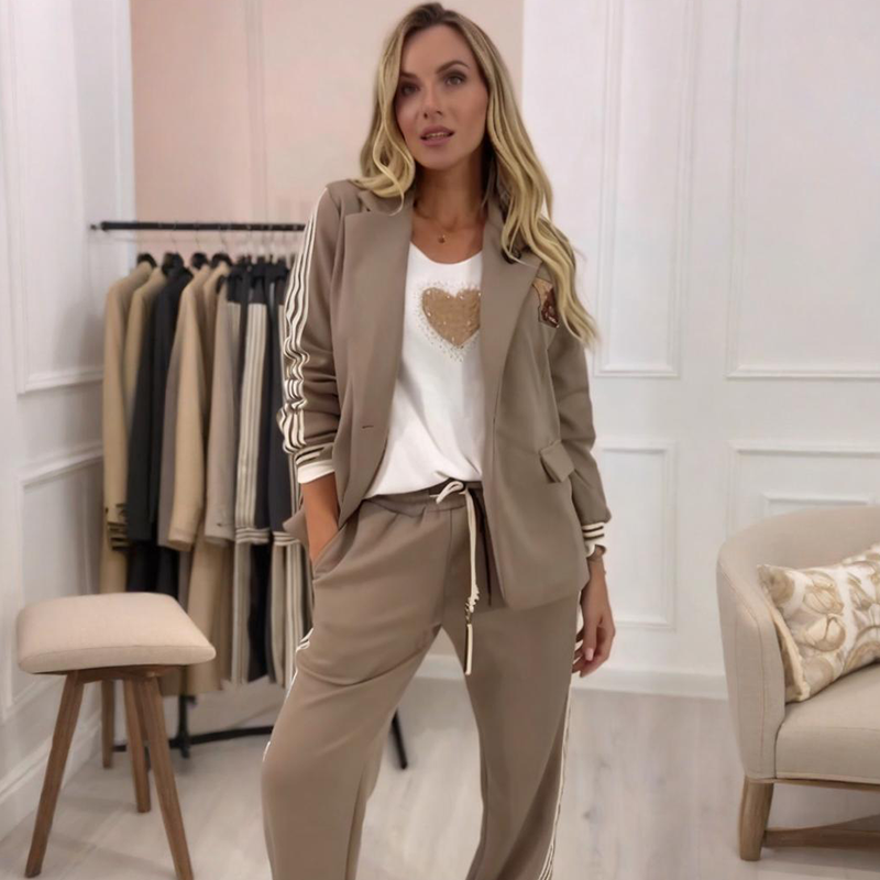 ✨Gestreiftes 2-teiliges Set (Blazer + Hose): Modisch & Praktisch für Freizeit & Beruf