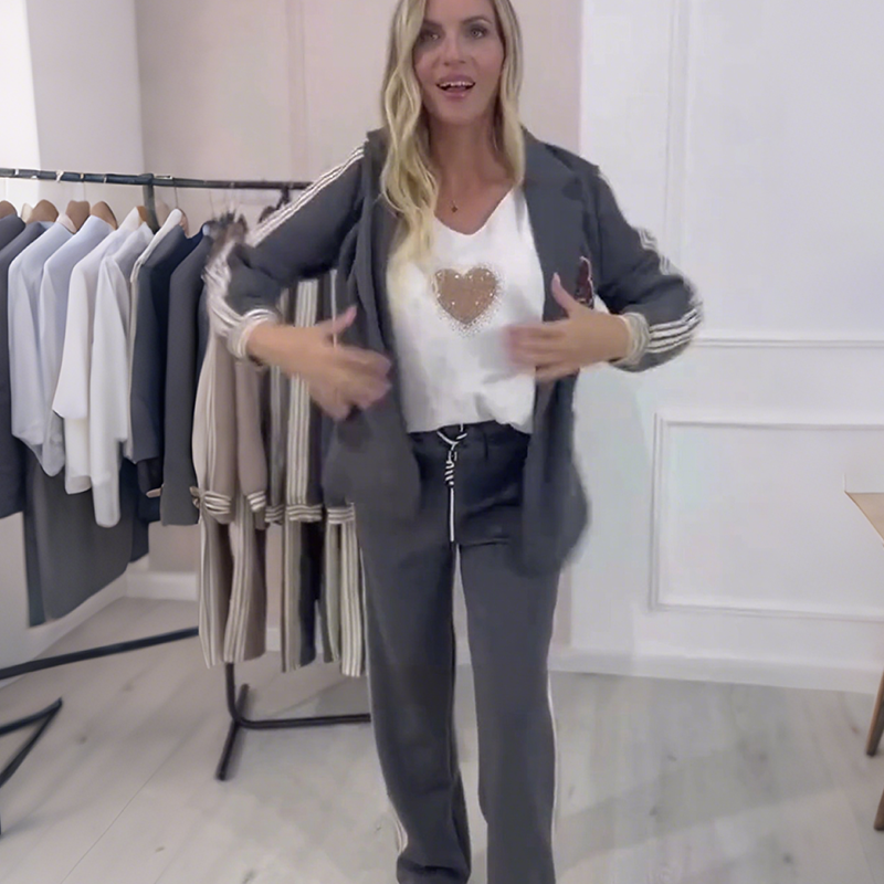 ✨Gestreiftes 2-teiliges Set (Blazer + Hose): Modisch & Praktisch für Freizeit & Beruf