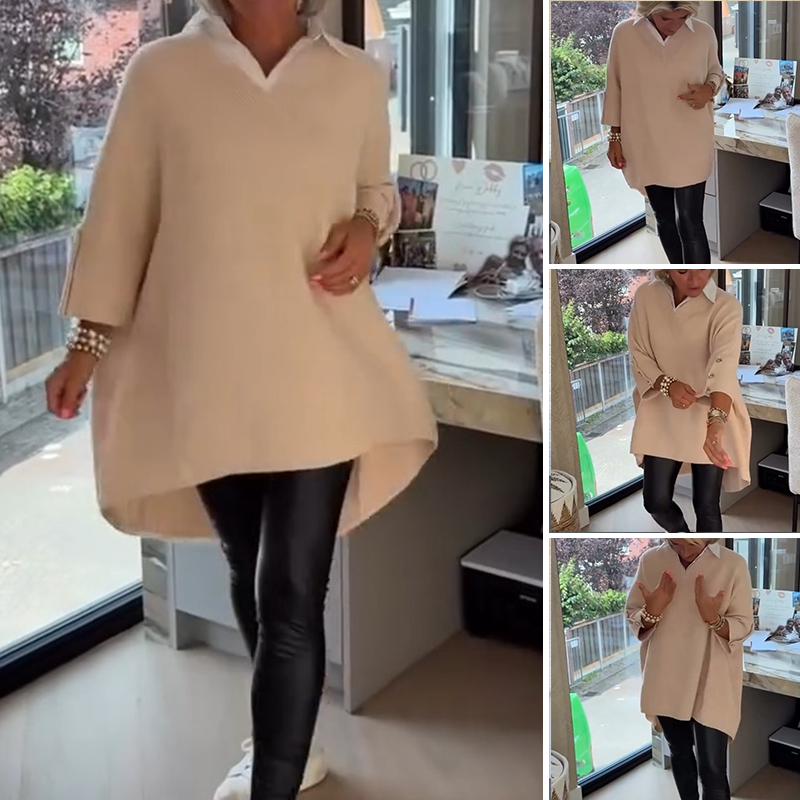 Kostenloser Versand 🔥 zeitlich begrenztes preisliches Angebot 🥰Damen-Langarmtop mit Hemdkragen