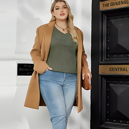 🎁Begrüßen Sie Weihnachten mit 50 % Rabatt💥Damen-Pullover mit V-Ausschnitt und langen Ärmeln in Uni-Farbe