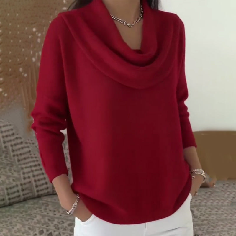 🔥Solange der Vorrat reicht 50 % Rabatt!🎉Eleganter, gemütlicher Damenpullover mit Wasserfallkragen