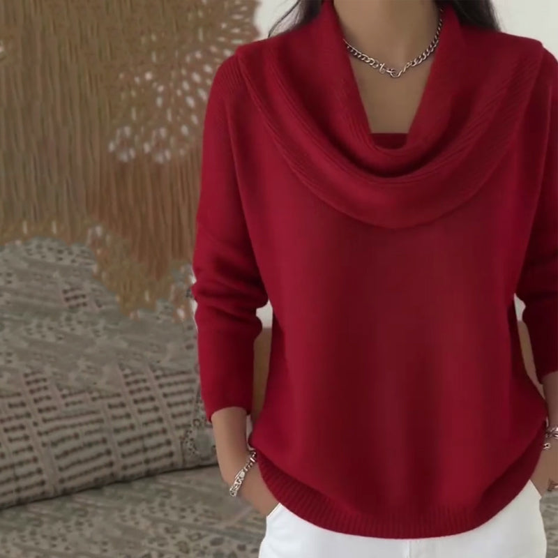 🔥Solange der Vorrat reicht 50 % Rabatt!🎉Eleganter, gemütlicher Damenpullover mit Wasserfallkragen