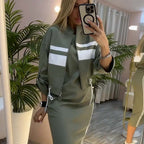 🔥Letzter Tag 50% Rabatt🎁DAMEN-SET MIT STEHKRAGENJACKE & KLEID
