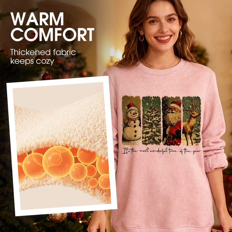 Damen-Weihnachts-Doodle-Sweatshirt mit Rundhalsausschnitt