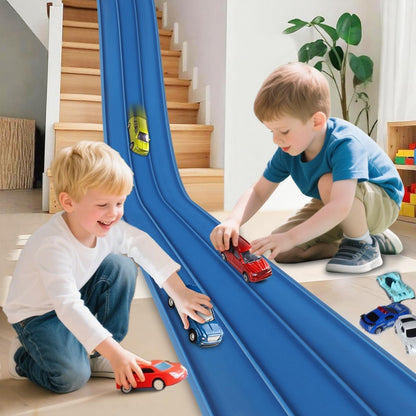🏎️ FRÜHWEIHNACHTLICHER SONDERVERKAUF 50% RABATT! ✨ DIY-Rennbahn für Kinder aus Aluminiumlegierung mit Saugnäpfen - 360° Kurven mit 3 Schienen für Interaktiven Spielspaß 🚦🎮