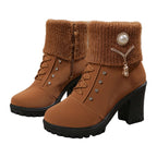 🔥Black-Friday-Mega-Angebot – 50 % Rabatt!🔥Warm gefütterte Damenstiefeletten mit Blockabsatz