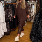 Asymmetrisches locker geschnittenes Sweatshirt & einfarbige Hose (2-teiliges Set)