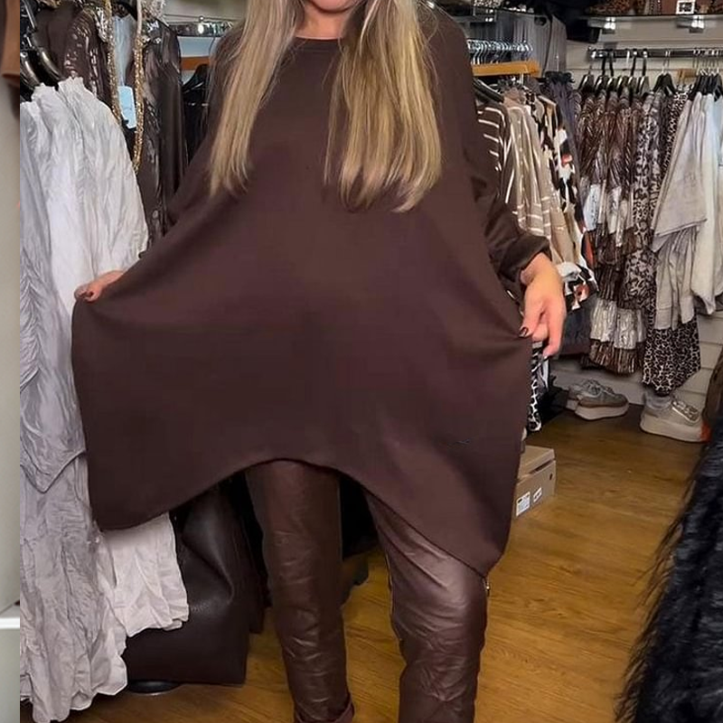 Asymmetrisches locker geschnittenes Sweatshirt & einfarbige Hose (2-teiliges Set)