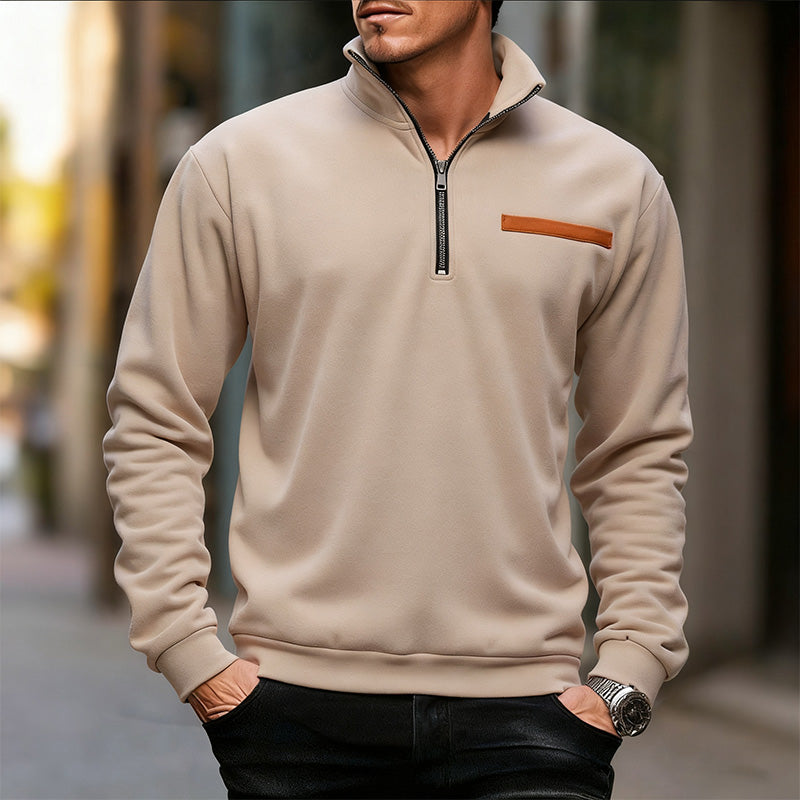 💜 LETZTER TAG DER AKTION – 50 % RABATT 💜Elegante Langarm-Oberteile mit halbem Reißverschluss für Herren
