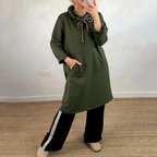 Übergroßes langes Kapuzenkleid für Damen mit Taschen