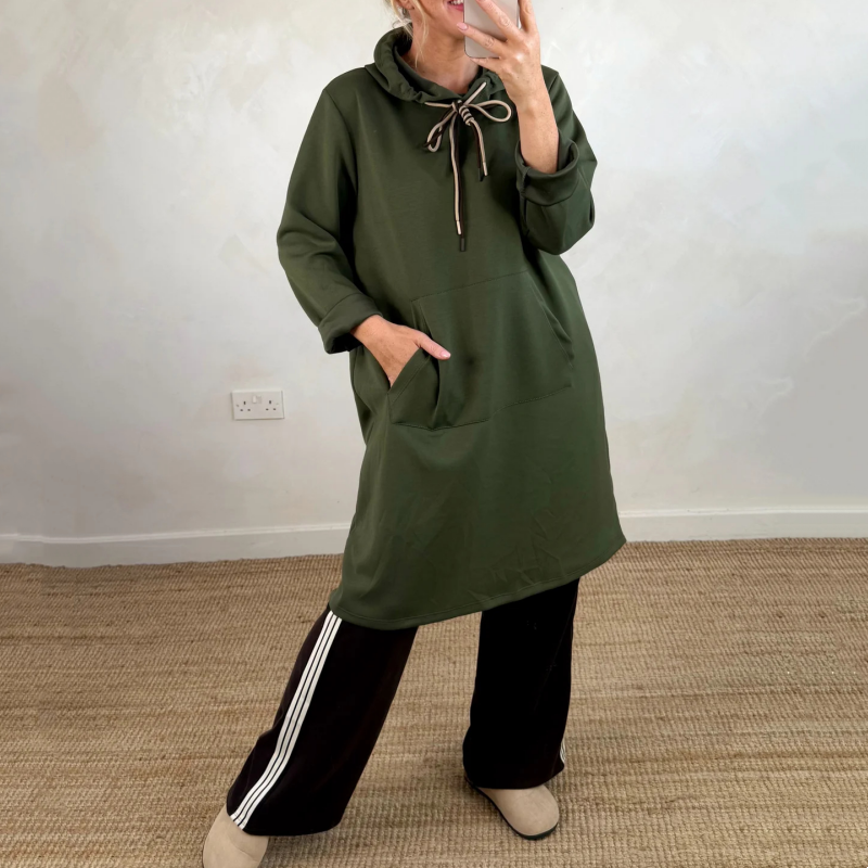 🎁Begrüßen Sie Weihnachten mit 50 % Rabatt💥Übergroßes langes Kapuzenkleid für Damen mit Taschen