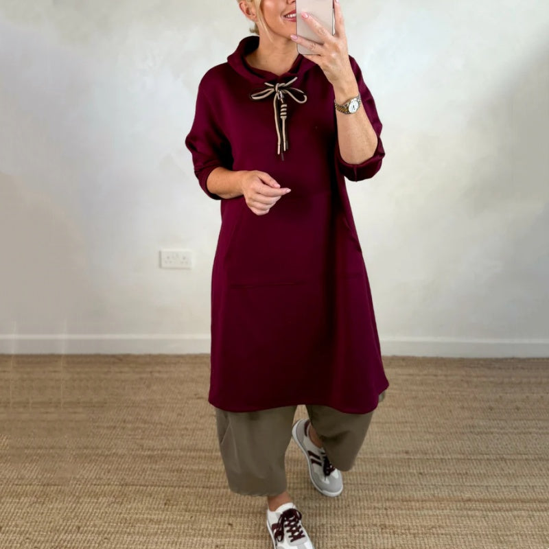 🎁Begrüßen Sie Weihnachten mit 50 % Rabatt💥Übergroßes langes Kapuzenkleid für Damen mit Taschen