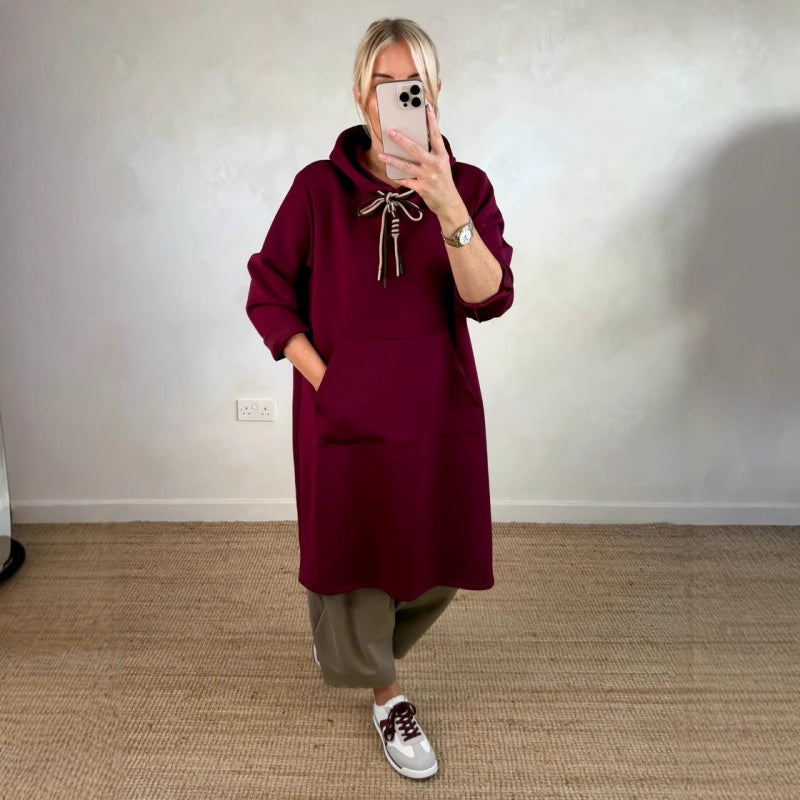 🎁Begrüßen Sie Weihnachten mit 50 % Rabatt💥Übergroßes langes Kapuzenkleid für Damen mit Taschen