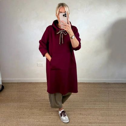 🎁Begrüßen Sie Weihnachten mit 50 % Rabatt💥Übergroßes langes Kapuzenkleid für Damen mit Taschen