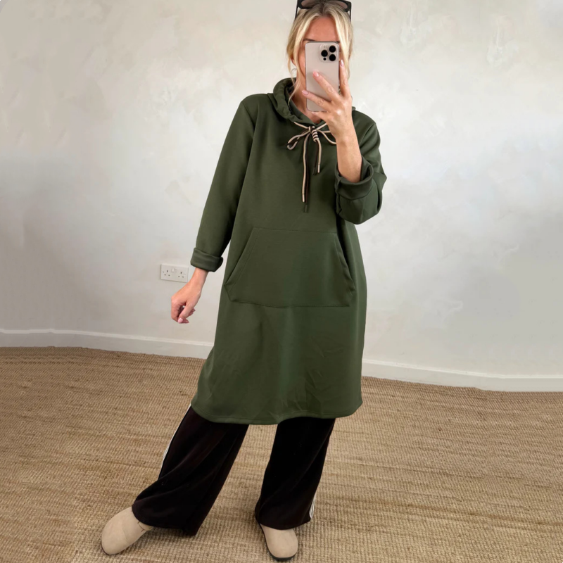 🎁Begrüßen Sie Weihnachten mit 50 % Rabatt💥Übergroßes langes Kapuzenkleid für Damen mit Taschen