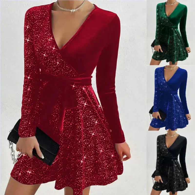 🎅Weihnachten 50% Ausverkauf💥Damen Pailletten A-Linie Minikleid