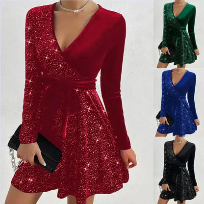 🎅Weihnachten 50% Ausverkauf💥Damen Pailletten A-Linie Minikleid