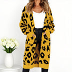 🧥Damenmode Strickjacke mit Leopardenmuster