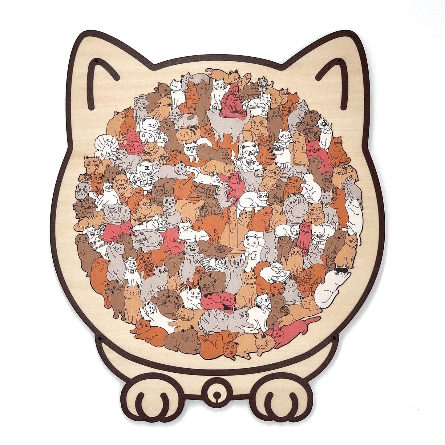 🎁Weihnachtsverkauf 49% RABATT🎅135-teiliges Katzenförmiges Holzpuzzle in Morandi-Farben