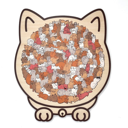🎁Weihnachtsverkauf 49% RABATT🎅135-teiliges Katzenförmiges Holzpuzzle in Morandi-Farben