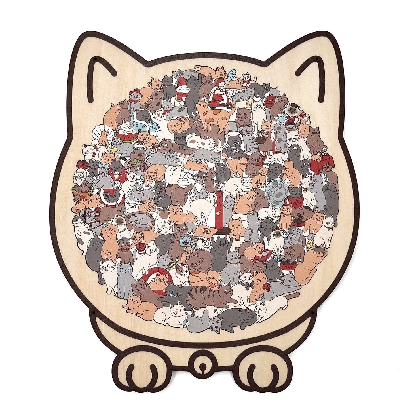 🎁Weihnachtsverkauf 49% RABATT🎅135-teiliges Katzenförmiges Holzpuzzle in Morandi-Farben