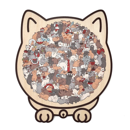 🎁Weihnachtsverkauf 49% RABATT🎅135-teiliges Katzenförmiges Holzpuzzle in Morandi-Farben