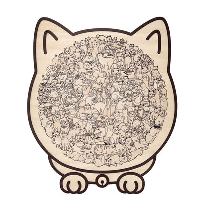 🎁Weihnachtsverkauf 49% RABATT🎅135-teiliges Katzenförmiges Holzpuzzle in Morandi-Farben