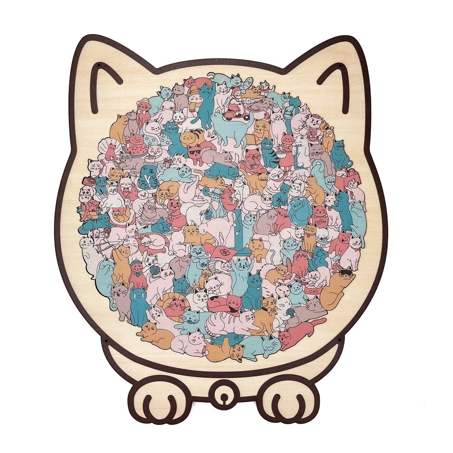 🎁Weihnachtsverkauf 49% RABATT🎅135-teiliges Katzenförmiges Holzpuzzle in Morandi-Farben