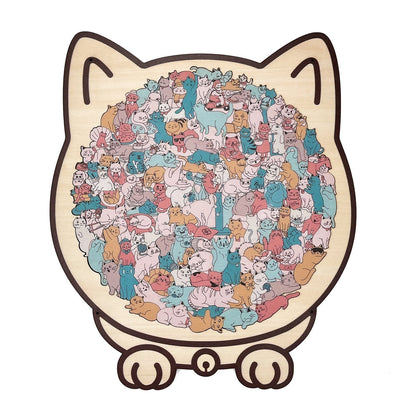 🎁Weihnachtsverkauf 49% RABATT🎅135-teiliges Katzenförmiges Holzpuzzle in Morandi-Farben