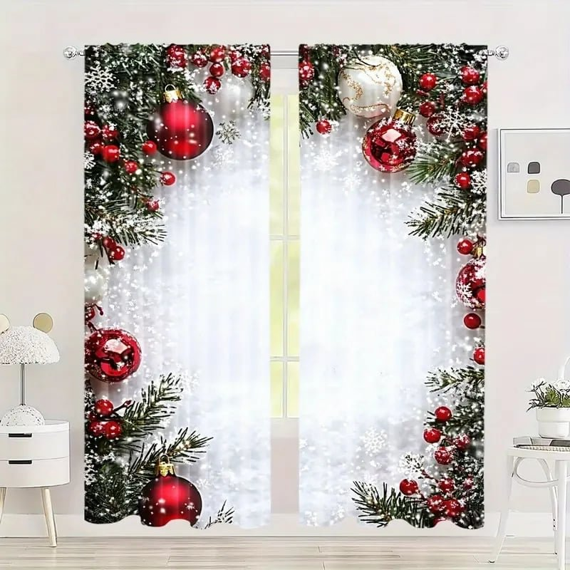 🔥Solange der Vorrat reicht 40 % Rabatt!🎉Weihnachts-Fenstervorhänge 2-teiliges Set für die Wohnungsdekoration