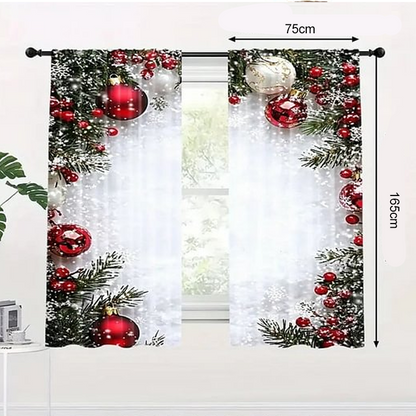 🔥Solange der Vorrat reicht 40 % Rabatt!🎉Weihnachts-Fenstervorhänge 2-teiliges Set für die Wohnungsdekoration