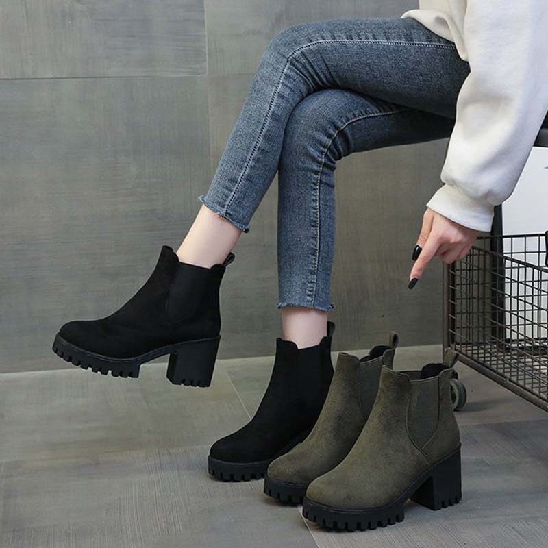 🎅🎁Weihnachtsangebot – 50 % Rabatt⏳Damen bequeme Stiefeletten mit Blockabsatz