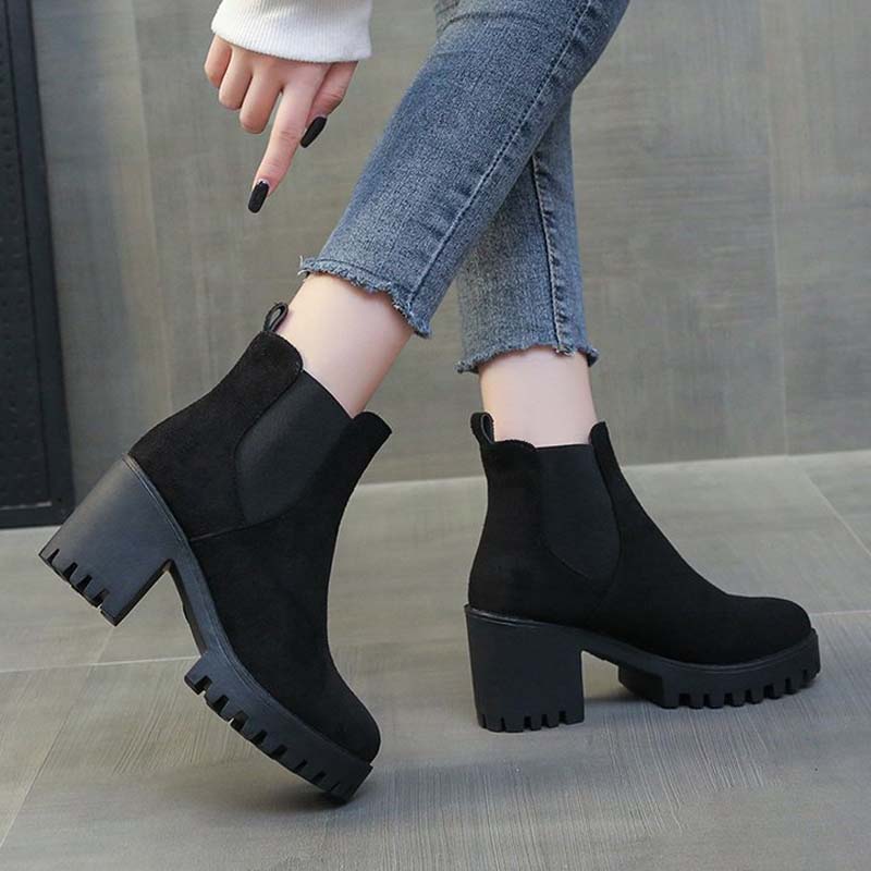 🎅🎁Weihnachtsangebot – 50 % Rabatt⏳Damen bequeme Stiefeletten mit Blockabsatz