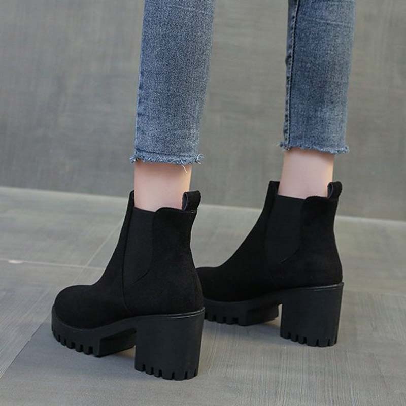 🎅🎁Weihnachtsangebot – 50 % Rabatt⏳Damen bequeme Stiefeletten mit Blockabsatz
