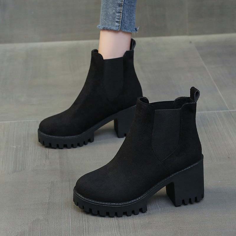 🎅🎁Weihnachtsangebot – 50 % Rabatt⏳Damen bequeme Stiefeletten mit Blockabsatz